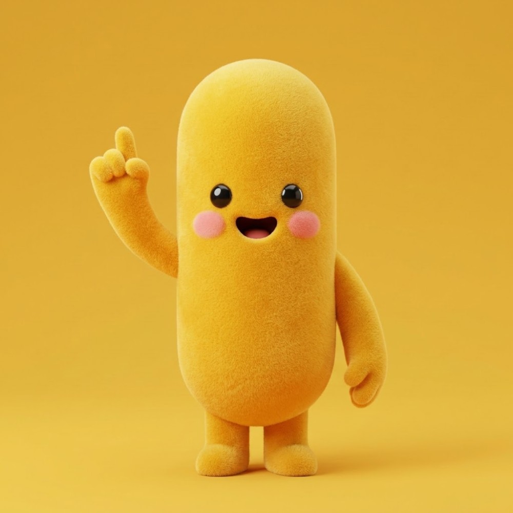 Sunny, the foundational yellow blob character that anchored the whole visual system.